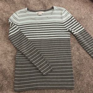 Cozy Liz Claiborne blue/gray striped sweater NWOT